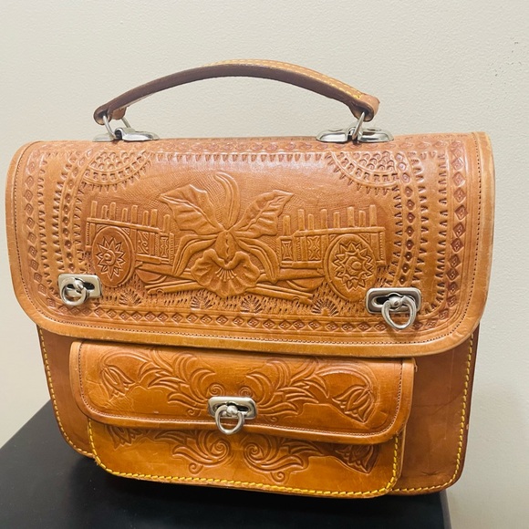 Vintage Brown Leather Handbag